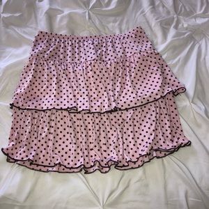 Pink Skirt with Brown Polka dot